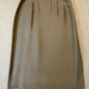 NEW Designer Patrick Christopher Silk Mocha Midi Pencil Skirt - 16